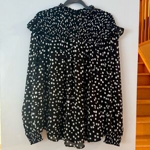 Torrid Corporate Goth Black and White Patterned Blouse Plus Size